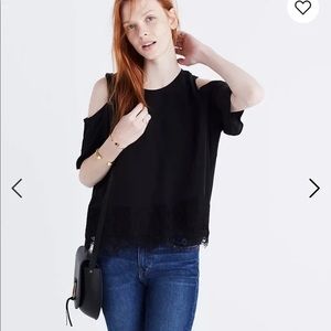 Madewell | Cold Shoulder Top | Floral Lace Trim | Xsmall